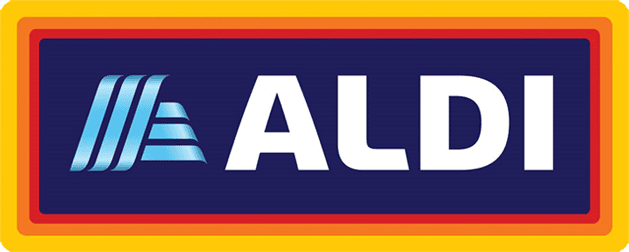 ALDI retail store logo with vibrant colors for grocery shopping and retail branding.