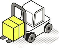 A forklift handling a yellow box for beauty product fulfillment at TSP Fulfilment.